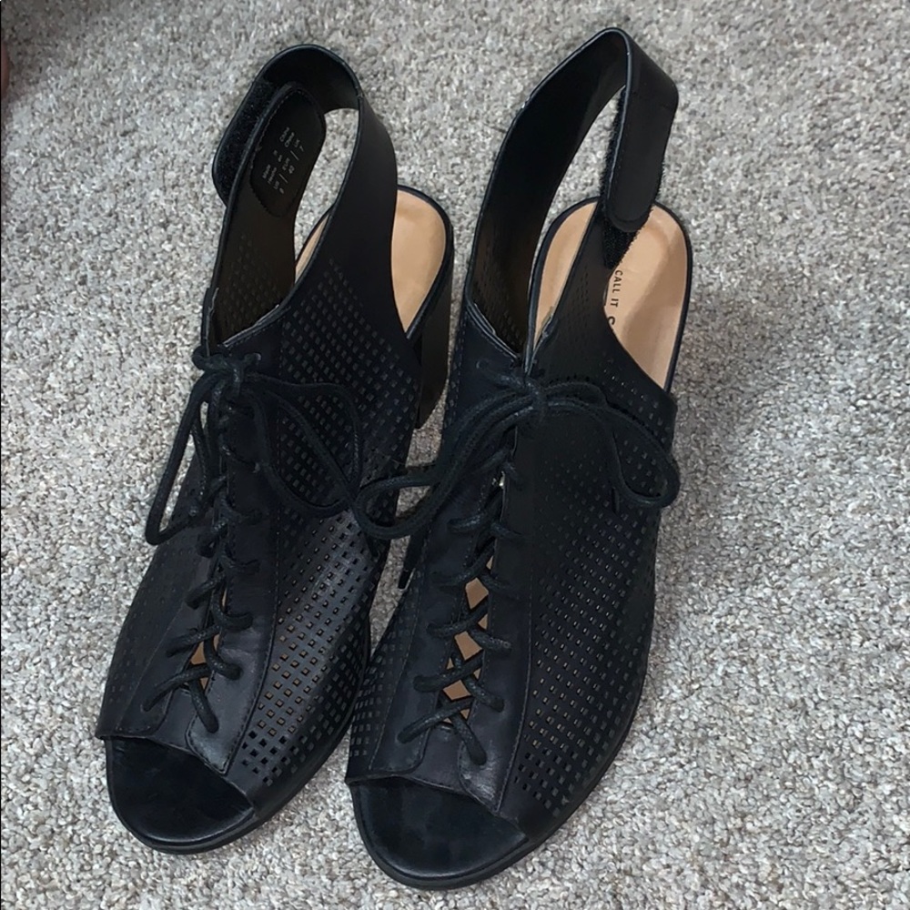Black lace up heels